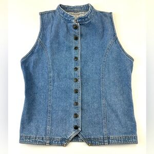90s Vintage Jean vest Womens Medium Cotton denim button front